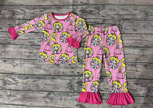 Baby Girls Pink Cute Princess Pajamas Clothes Sets