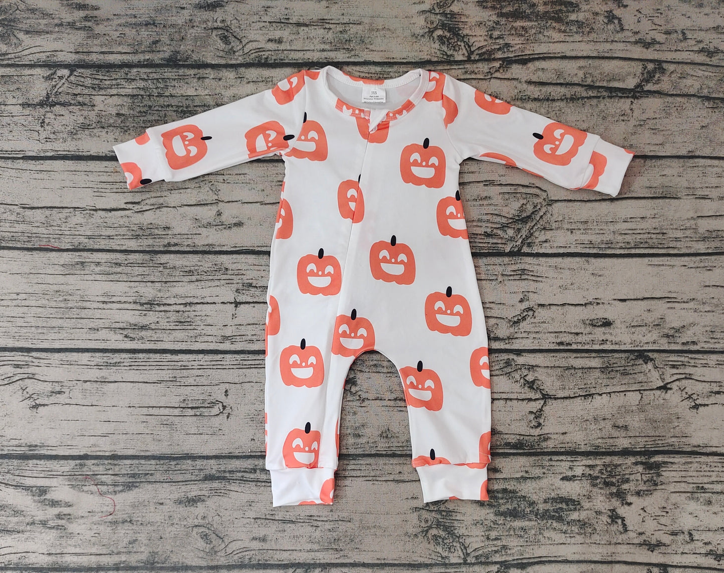 Baby Girls Halloween Pumpkin Zip Rompers