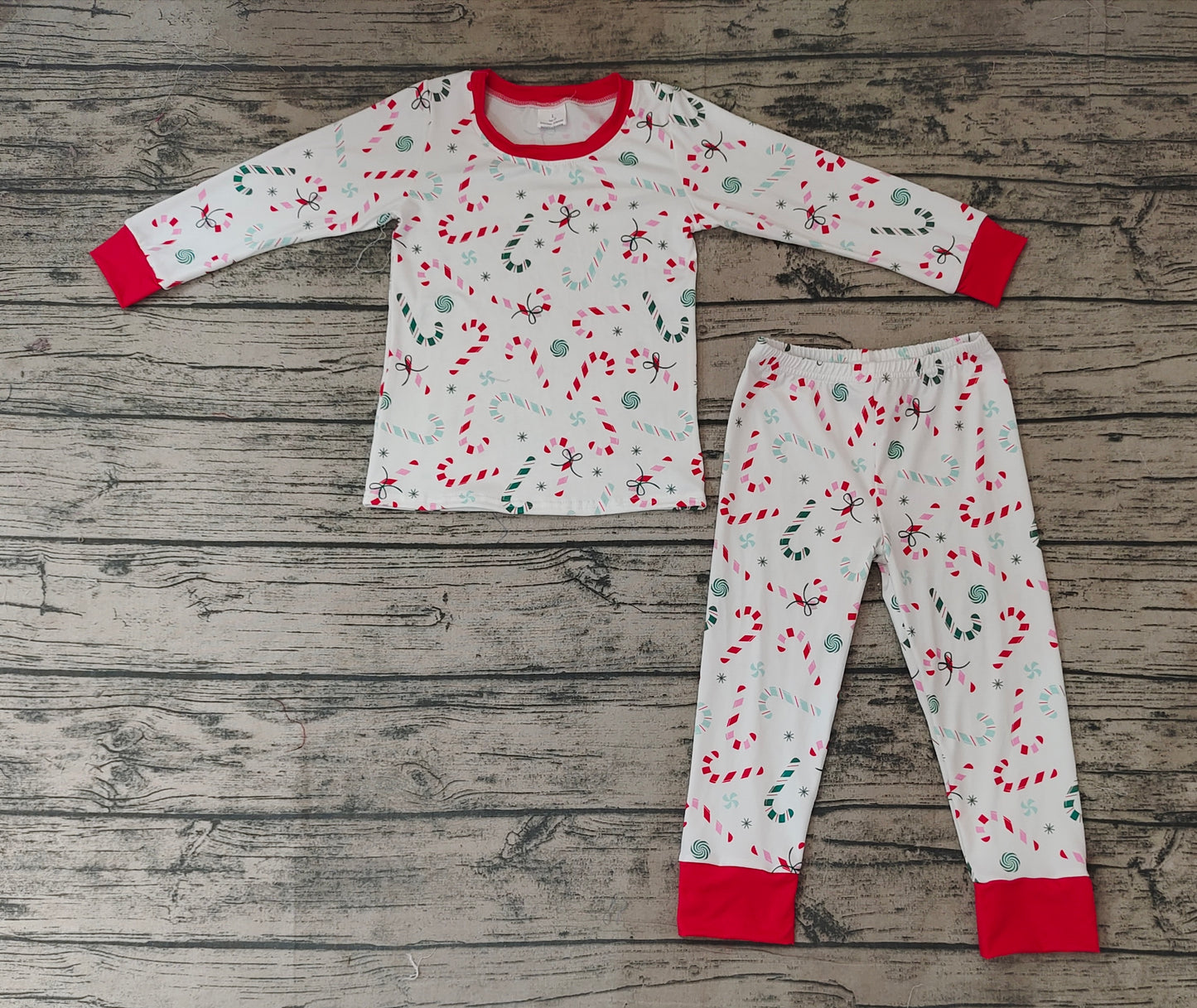 Baby Boys Christmas Candy Cane Pajamas Clothes Sets