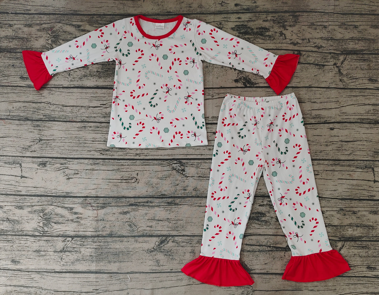 Baby Girls Christmas Candy Cane Pajamas Clothing Sets