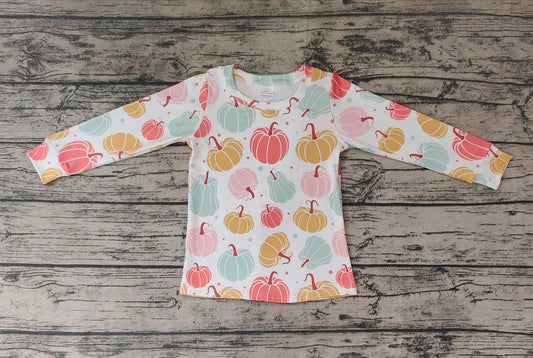 Baby Girls Colorful Pumpkin Long Sleeve Tee Shirts Tops