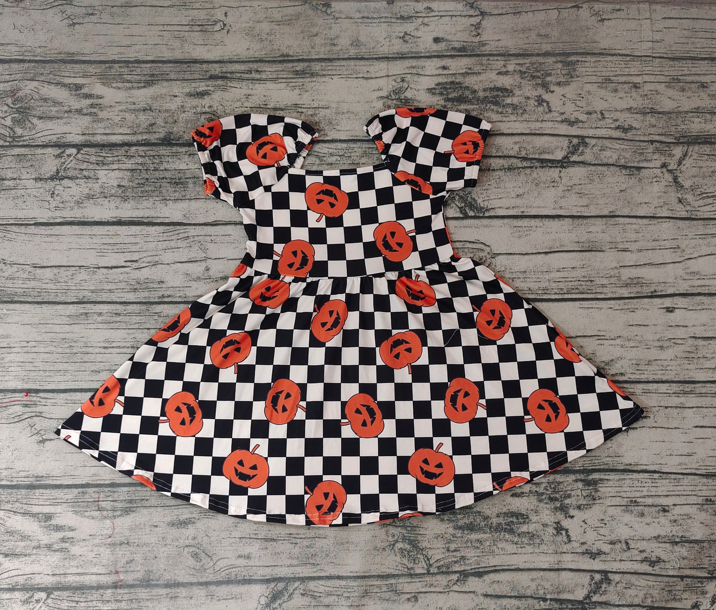 Baby Girls Halloween Plaid Checkered Pumpkin Dresses