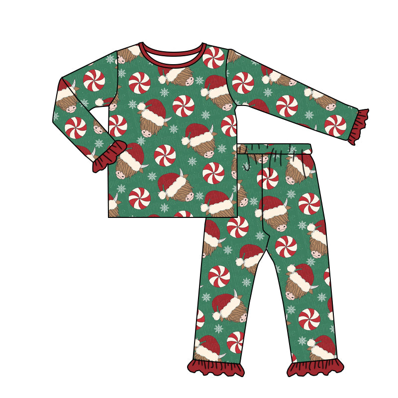 Baby Girls Christmas Cow Hats 2pcs Pajamas Clothing Sets preorder(moq 5)