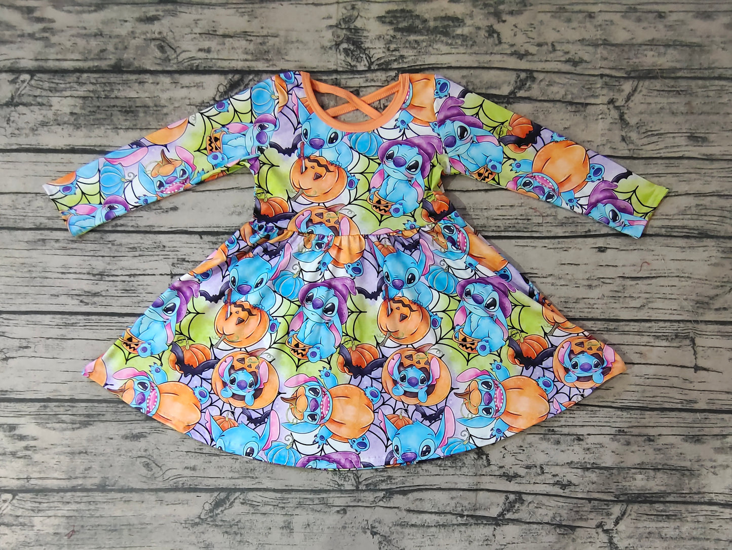 Baby Girls Halloween Orange Pumpkin Twirl Dresses