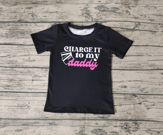 Baby Girls Black Daddy Top Pink Checkered Pants Clothes Sets