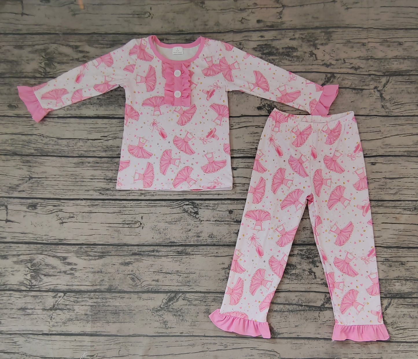 Baby Girls Pink Dressing Long Sleeve 2pcs Pajamas Clothing Sets