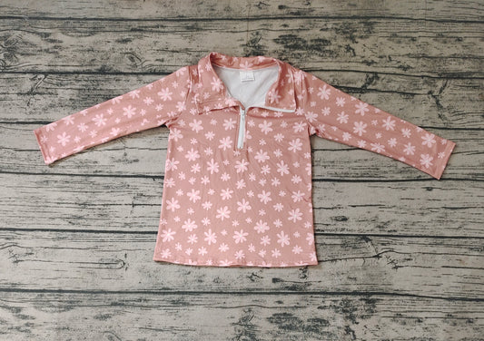 Baby Girls Flowers Long Sleeve Zip Pullovers Tops
