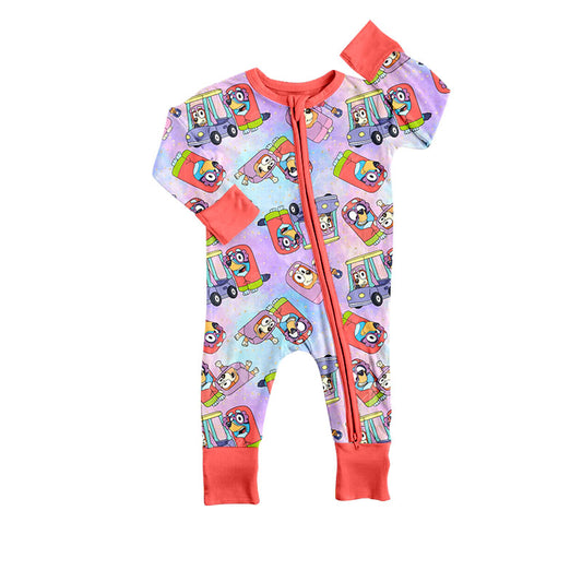 Baby Infant Kids Long Sleeve Cartoon Dogs Zip Rompers preorder(moq 5)