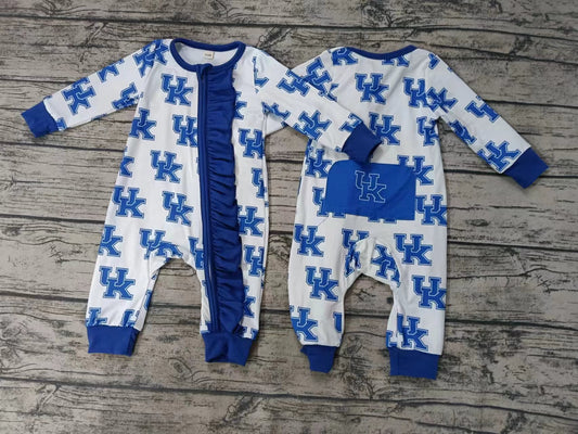 Baby Girls Team Blue UK Long Sleeve Zip Rompers preorder(moq 5)