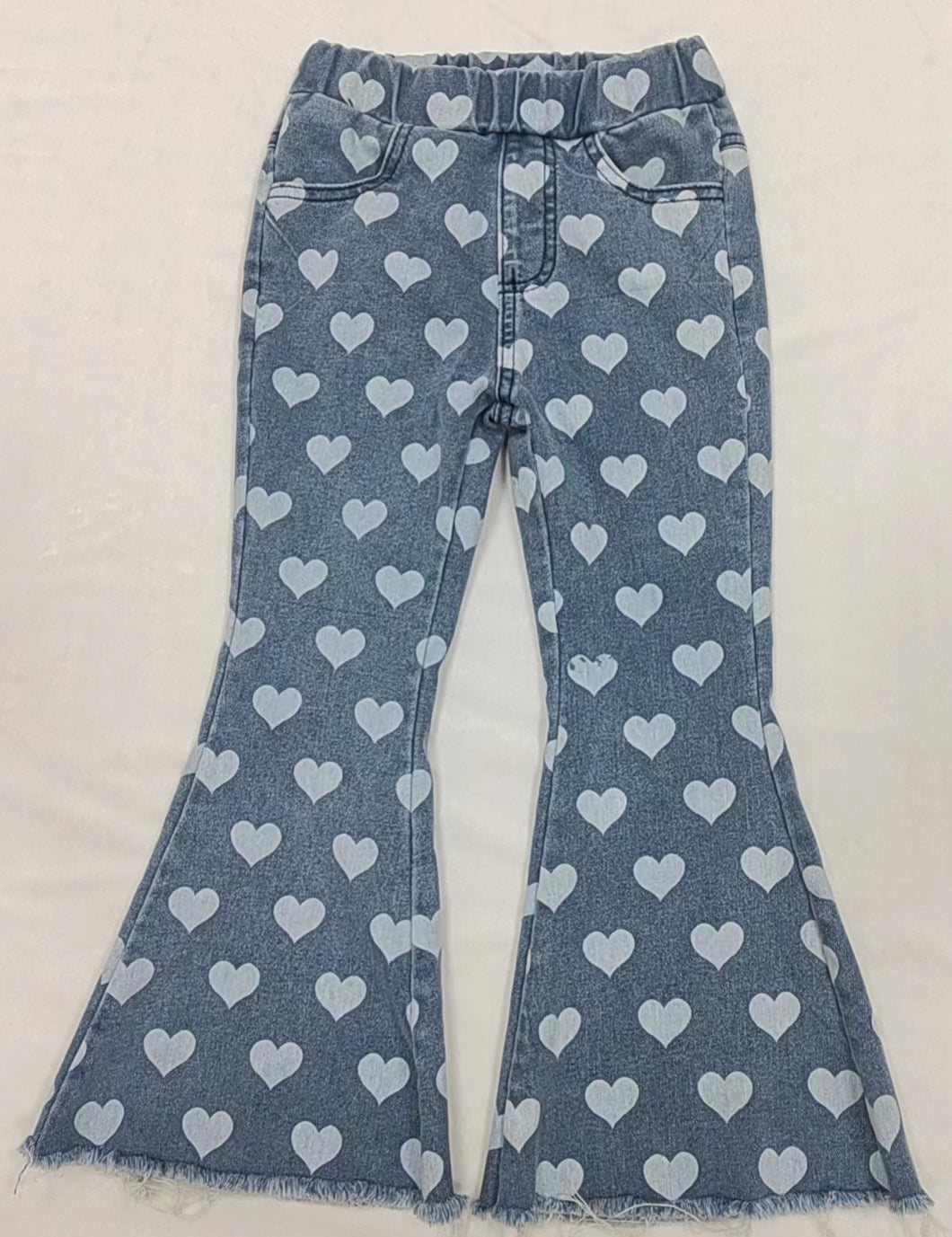 Baby Girls Hearts Valentines Bell Denim Pants Jeans