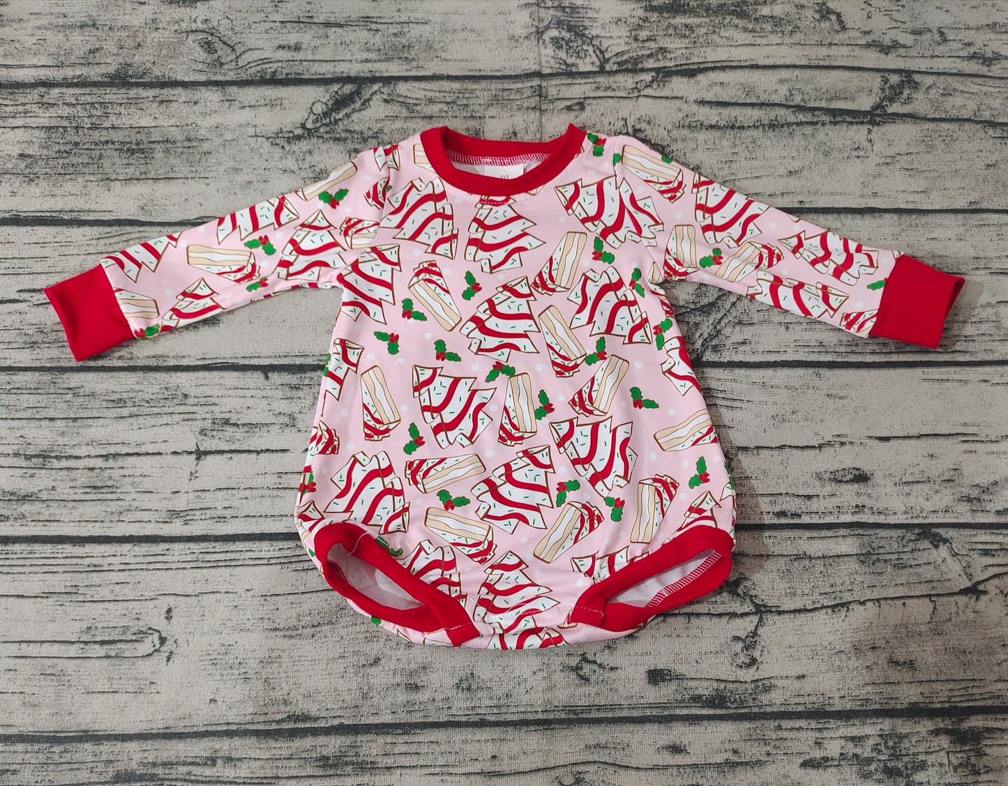 Baby Girls Christmas Tree Cake Pink Red Rompers