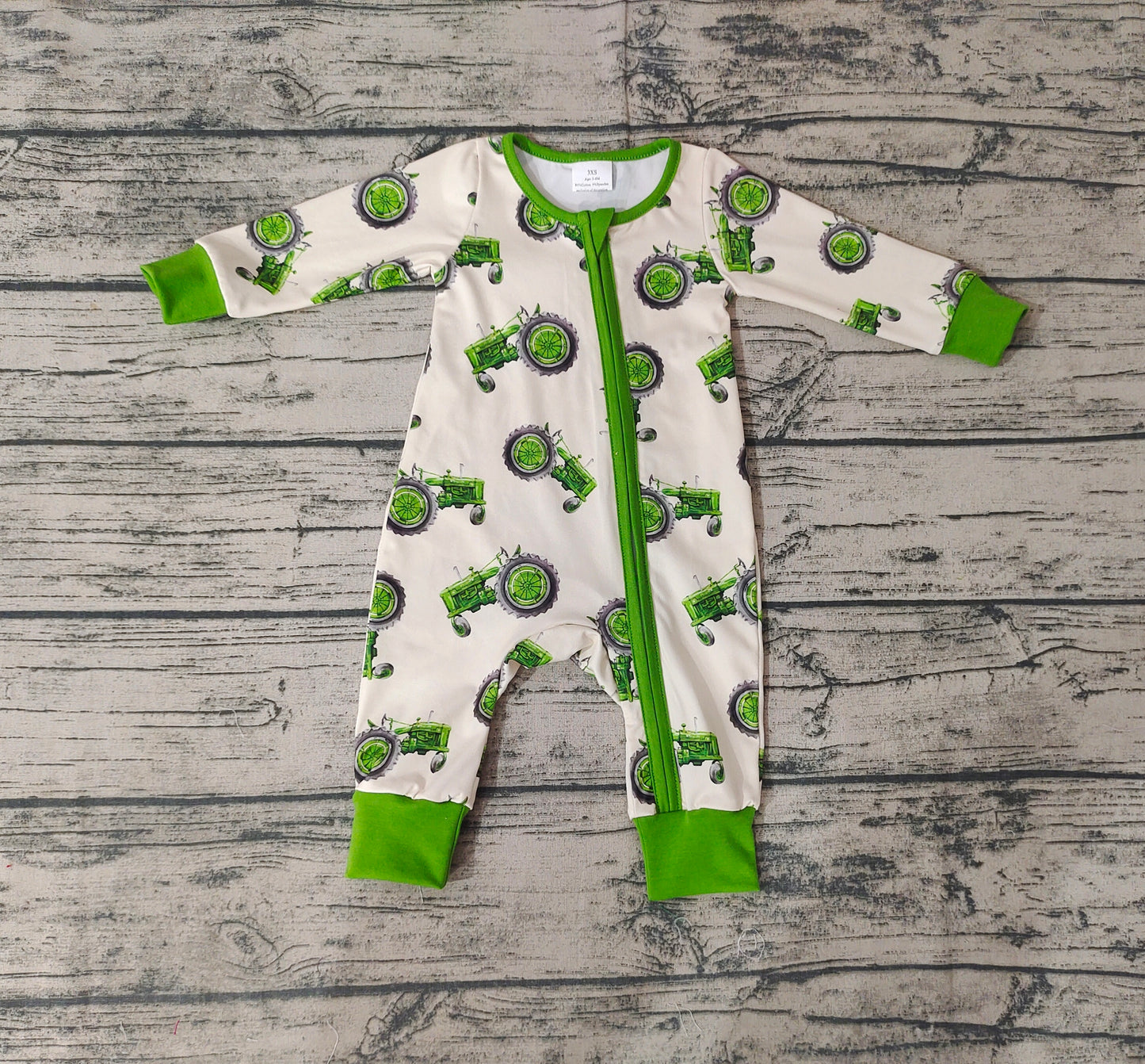 Baby Infant Boys Tractor Zip Long Sleeve Rompers