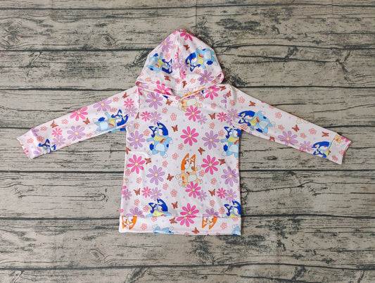 Baby Girls Hooded Flowers Dogs Shirts Tops