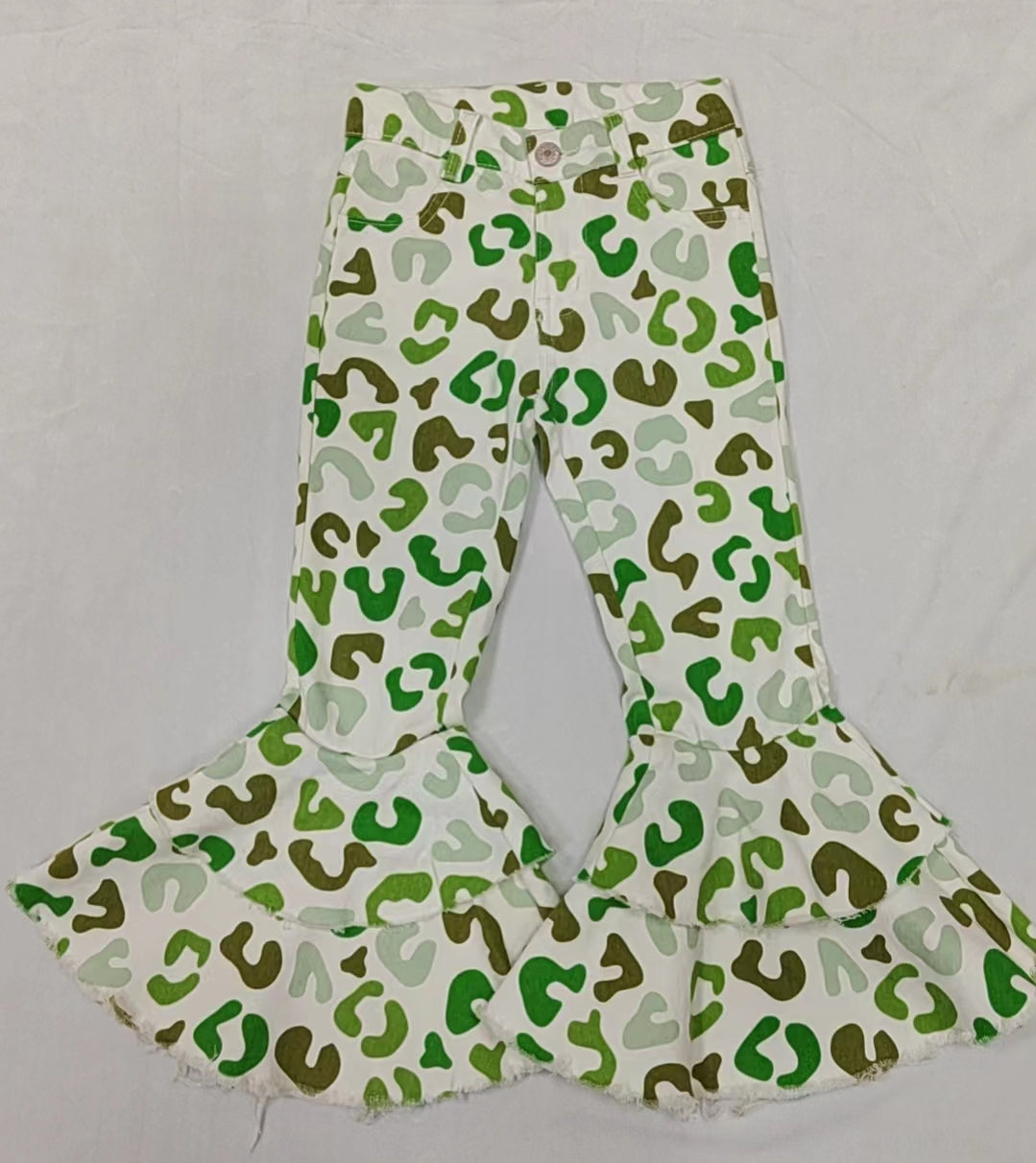 Baby Girls St Patrick Day Green Leopard Denim Pants Jeans