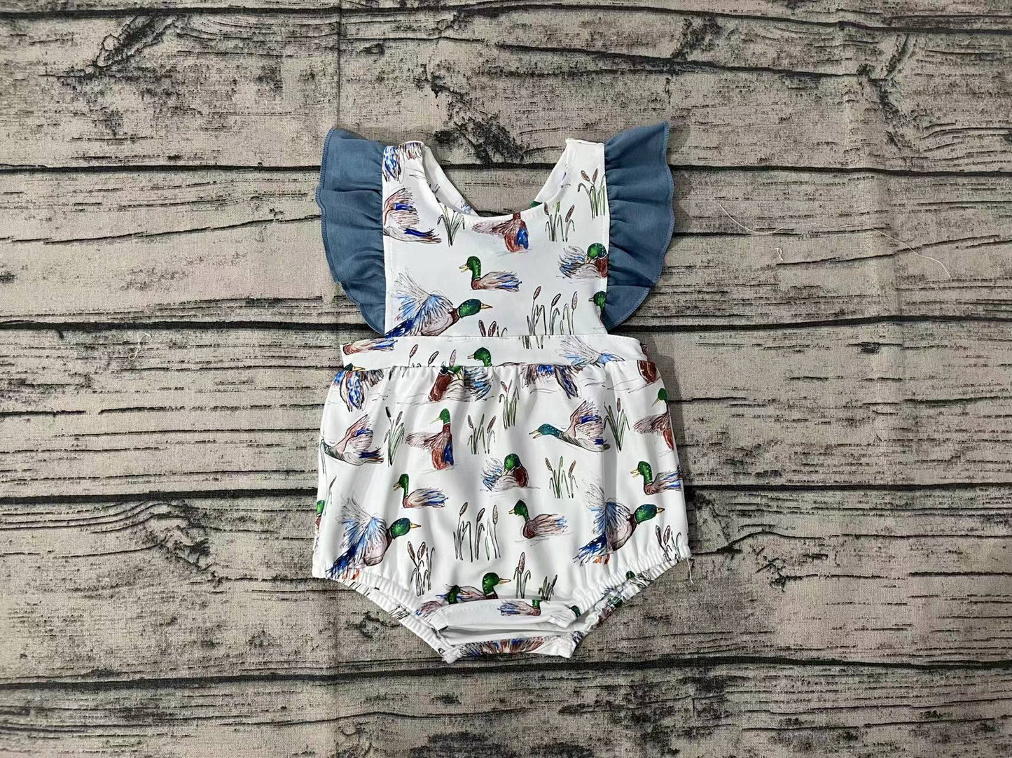 Baby Girls Duck Straps Ruffle Summer Rompers