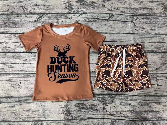 Baby Boys Duck Hunting Season Brown Tee Shirts Shorts Clothes Sets