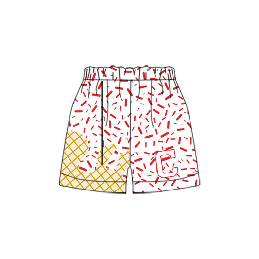 Preorder moq 5 Baby Boys Red C Team Shorts Bottoms