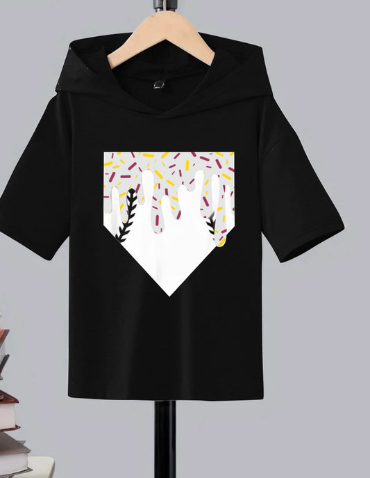 Preorder (moq 5)Baby Boys Black Team Hooded Tops