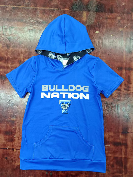 Preorder moq 5 Baby Boys Blue Short Sleeves BULLDOGS T Hoodies Top