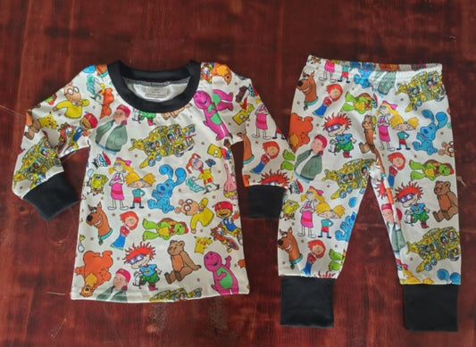 Preorder moq 5 Baby Boys Long Sleeves Cartoon Animals Top Pant Pajamas Set
