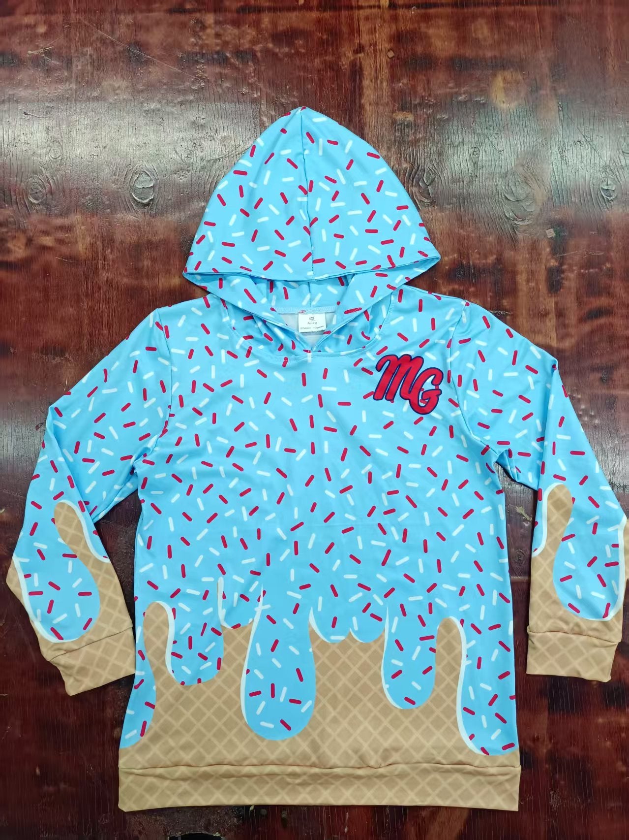 Preorder moq 5 Baby Boys Blue Long Sleeves MG Team Hoodies Top