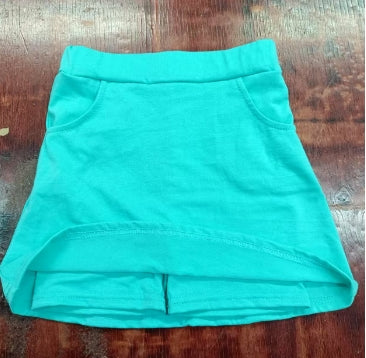 Preorder moq 5 Baby Girls Aqua Pockets Short Skirts Bottoms