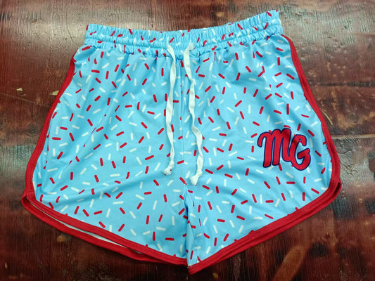 Preorder moq 5 Baby Girls Blue MG Team Shorts Bottoms With Belt