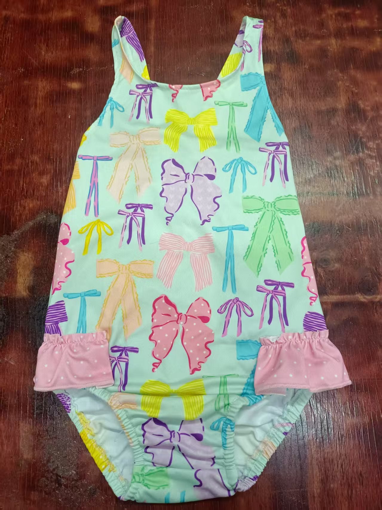 Preorder moq 5 Baby Girls Sleeveless Colorful Bows Summer One Piece Swimsuits