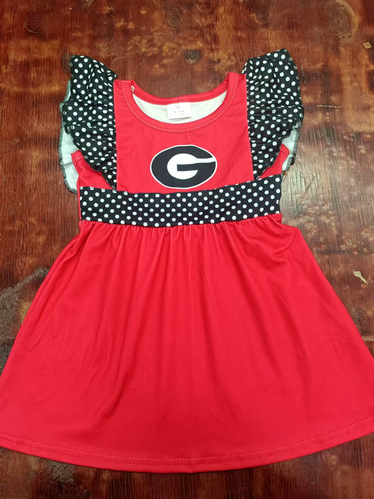 Preorder moq 5 Baby Girls Black Polka Dots Flutter Sleeves G Knee Length Dresses