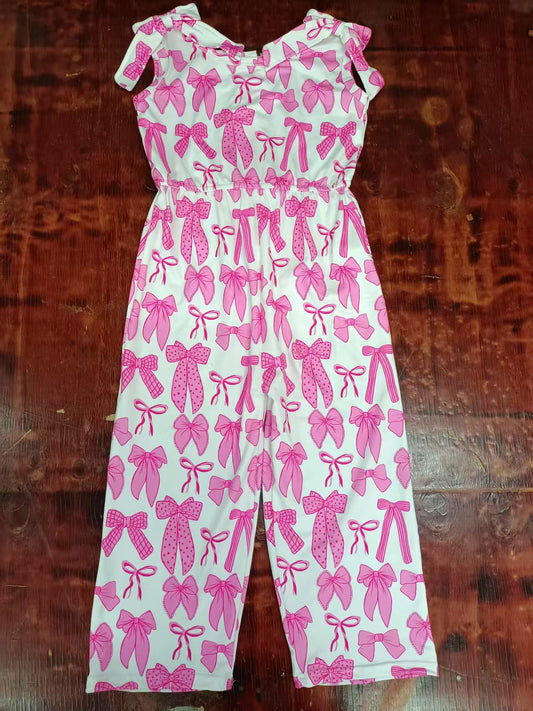 Preorder moq 5 Baby Girls Bows Sleeveless Pink Bows Jumpsuits