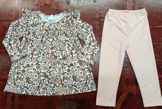 Preorder moq 5 Baby Girls Long Sleeves Floral Tunic Legging Pant Sets
