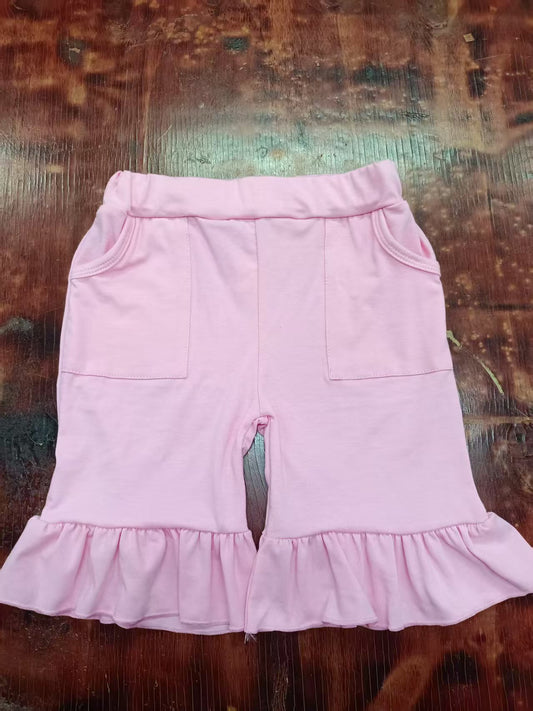 Preorder moq 5 Baby Girls Pink Pockets Ruffle Middle Shorts Bottoms