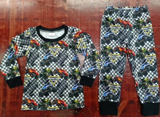 Preorder moq 5 Baby Boys Long Sleeves Cartoon Cars Top Pant Pajamas Sets