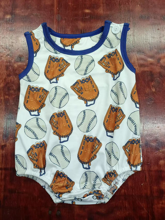Preorder moq 5 Baby Boys Sleeveless Baseballs Rompers
