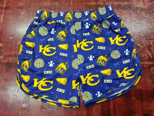 Preorder moq 5 Baby Girls Hot Blue KC Cheer Bows Pockets Team Shorts Bottoms