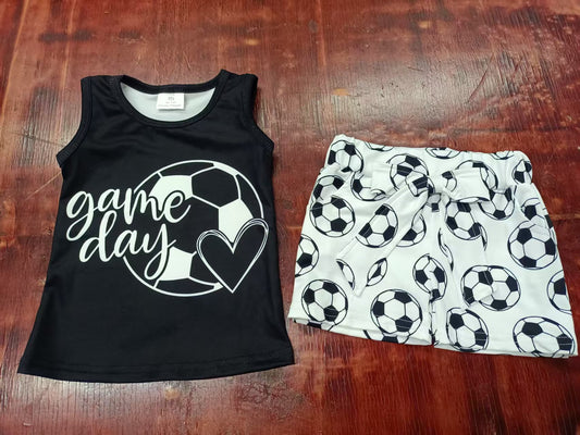 Preorder moq 5 Baby Boys Black Sleeveless Footballs Vest Top Pockets Short Set