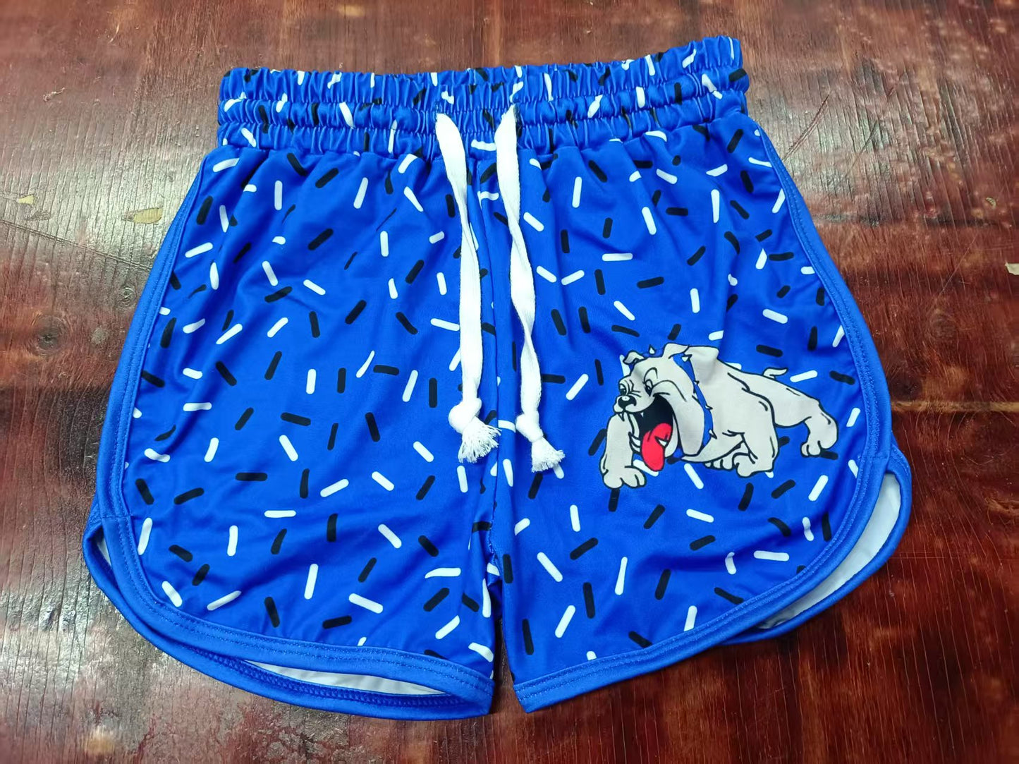 Preorder moq 5 Baby Girls Hot Blue Ice Cream Dog Team Shorts Bottoms With Belt