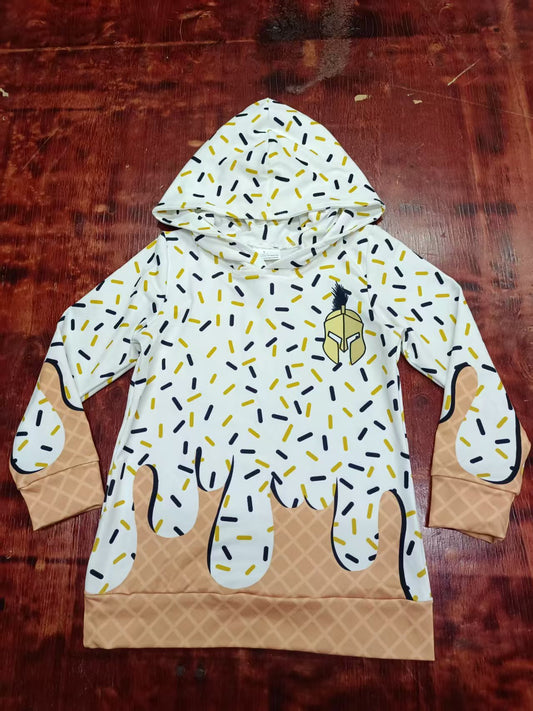 Preorder moq 5 Baby Girls Long Sleeves Ice Cream Drip Helmets Hoodies Top