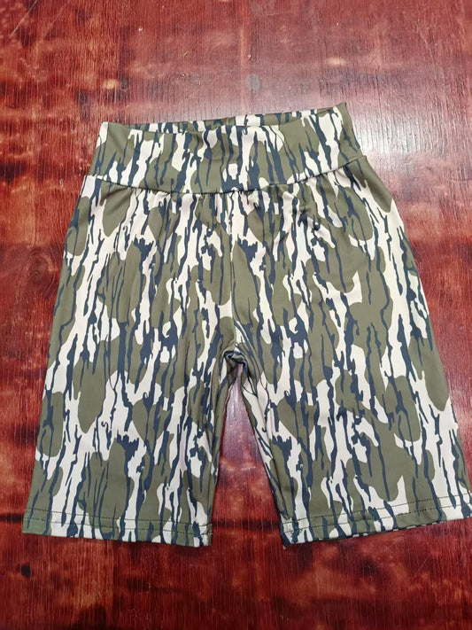 Preorder moq 5 Baby Girls Olive Camo Biking Shorts Bottoms