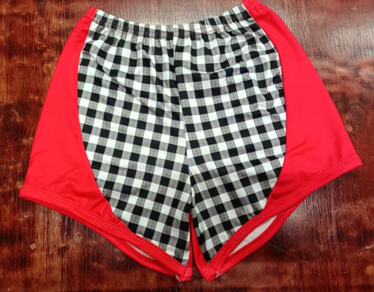 Preorder moq 5 Baby Girls Red Black Plaid Shorts Bottoms