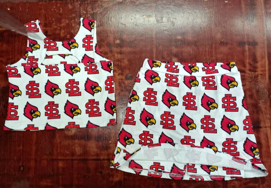 Preorder moq 5 Baby Girls Sleeveless Red LS Vest Top Short Skirts Set