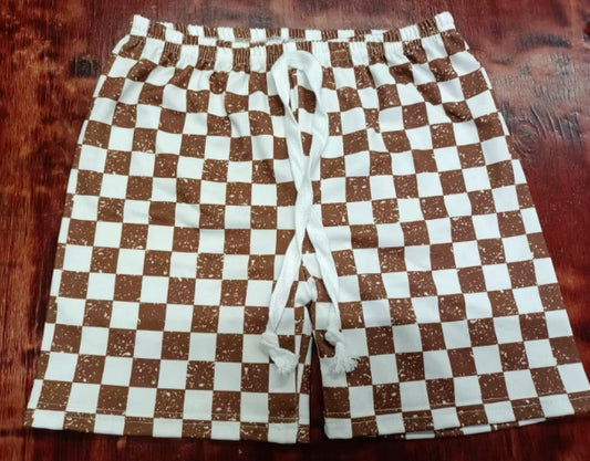 Preorder moq 5 Baby Boys Khaki Plaid Shorts Bottoms With Belt