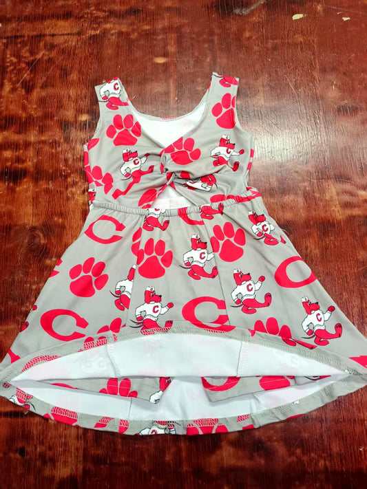 Preorder moq 5 Baby Girls Sleeveless Red Dogs Pawl C Short Knee Length Dresses
