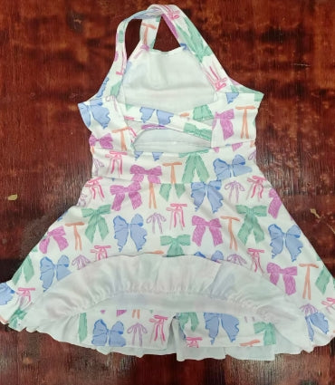 Preorder moq 5 Baby Girls Strap Colorful Bows Short Bottoms Knee Length Dresses