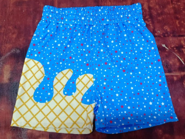 Preorder moq 5 Baby Boys Blue Ice Cream Drip Stars Team Shorts Bottoms