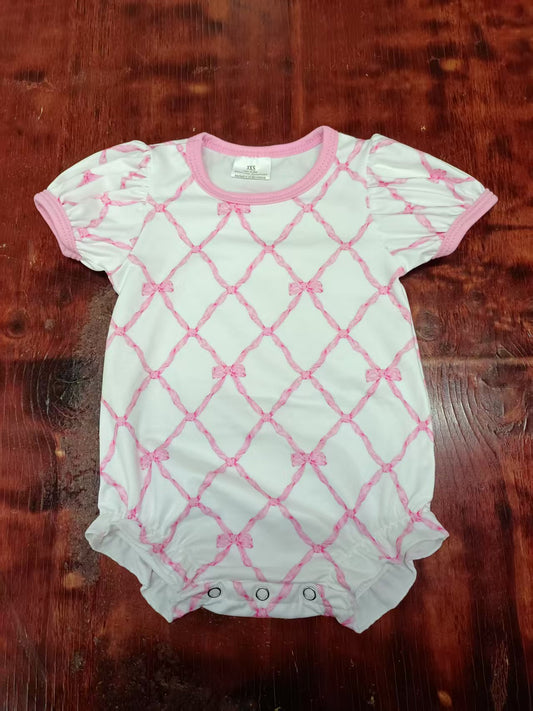 Preorder moq 5 Baby Girls Short Ruffle Sleeves Bows Plaid Ruffle Rompers