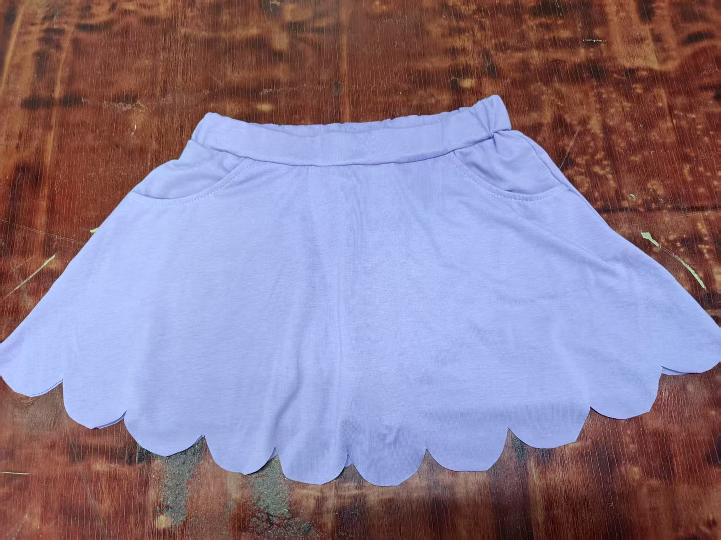Preorder moq 5 Baby Girls Lavender Pockets Ruffle Shorts Skirts Bottoms