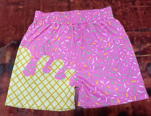 Preorder moq 5 Baby Boys Light Pink Ice Cream Drip Team Shorts Bottoms