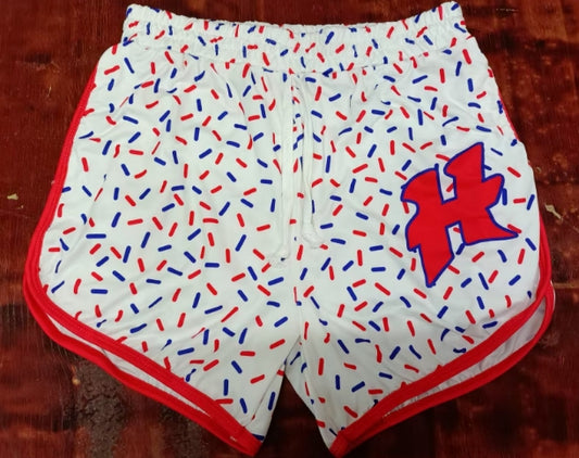 Preorder moq 5 Baby Girls Red H Ice Cream Team Shorts Bottoms With Belt