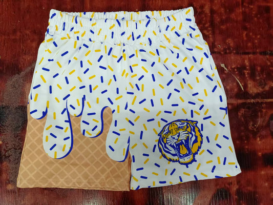 Preorder moq 5 Baby Boys Ice Cream Drip Tiger Team Shorts Bottoms